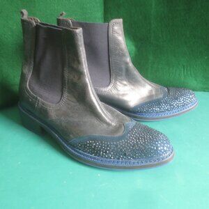 Brand New Mamzelle Blue Leather Boots - Size 40 UK/9 US.